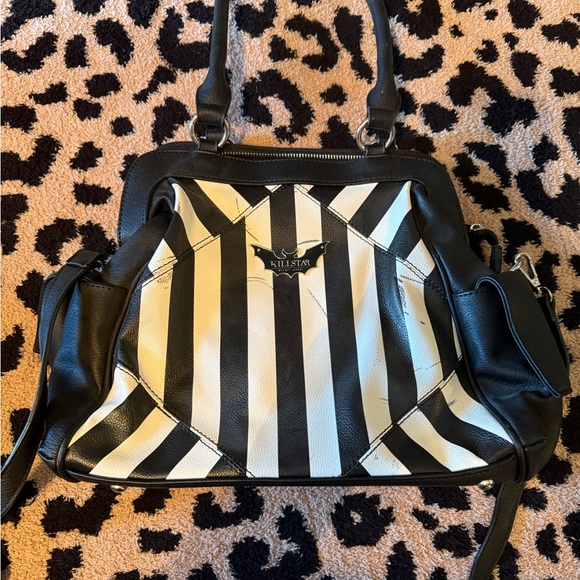Killstar Black and White  Striped Shoulder Bag - Picture 10 of 10